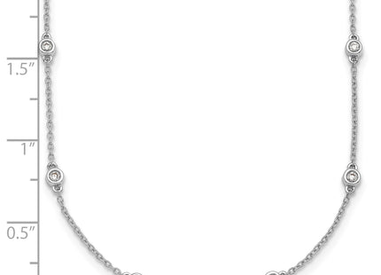 14k White Gold Complete 3/8 carat Bezel-set Diamond and Cable Chain 18-Station Necklace