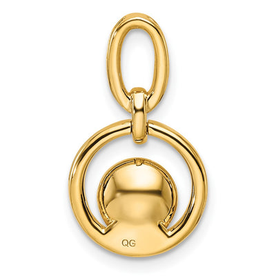 14K Polished 1/15 carat Diamond and White Freshwater Cultured Pearl Open Circle Pendant