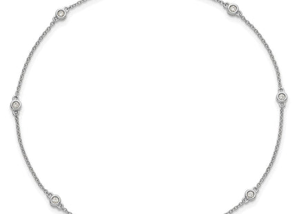 14k White Gold Bezel-Set Diamond Cable Chain Anklet with Multiple Stations (Style PM1009-012-WA-9)