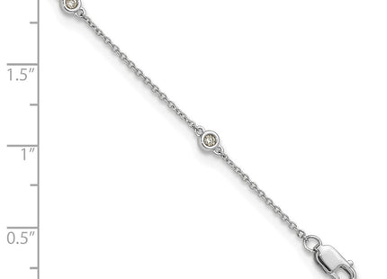14k White Gold Bezel-Set Diamond Cable Chain Anklet with Multiple Stations (Style PM1009-012-WA-9)