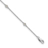 14k White Gold Complete 1/8 carat Bezel-set Diamond and Cable Chain 7-Station Anklet