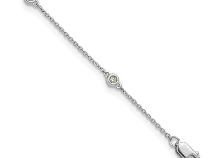 14k White Gold Bezel-Set Diamond Cable Chain Anklet with Multiple Stations (Style PM1009-012-WA-9)