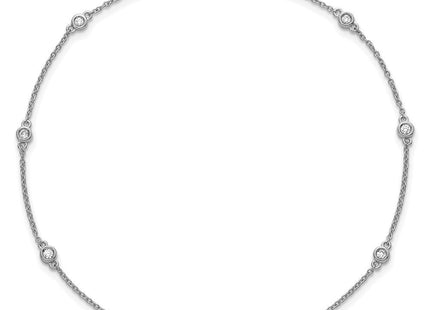 14k White Gold Bezel-Set Diamond Cable Chain Anklet with Multiple Stations (Style PM1010-013-WA-9)