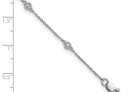 14k White Gold Bezel-Set Diamond Cable Chain Anklet with Multiple Stations (Style PM1010-013-WA-9)