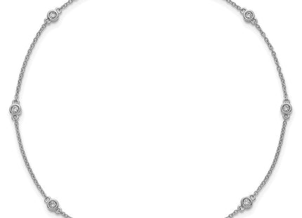 14k White Gold Bezel-Set Diamond Cable Chain Anklet with Multiple Stations (Style PM1011-017-WA-9)