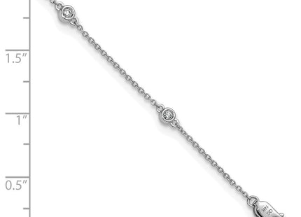 14k White Gold Bezel-Set Diamond Cable Chain Anklet with Multiple Stations (Style PM1011-017-WA-9)