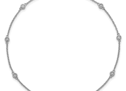 14k White Gold Bezel-Set Diamond Cable Chain Anklet with Multiple Stations (Style PM1012-020-WA-9)