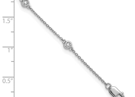 14k White Gold Bezel-Set Diamond Cable Chain Anklet with Multiple Stations (Style PM1012-020-WA-9)