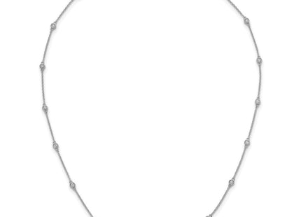 14k White Gold Bezel-Set Diamond Cable Chain Necklace with Multiple Station Options (Style PM1012-045-WA-18)