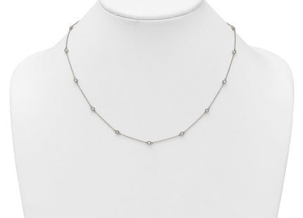 14k White Gold Bezel-Set Diamond Cable Chain Necklace with Multiple Station Options (Style PM1013-052-WA-18)