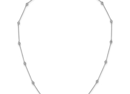 14k White Gold Bezel-Set Diamond Cable Chain Necklace with Multiple Station Options (Style PM1013-052-WA-18)