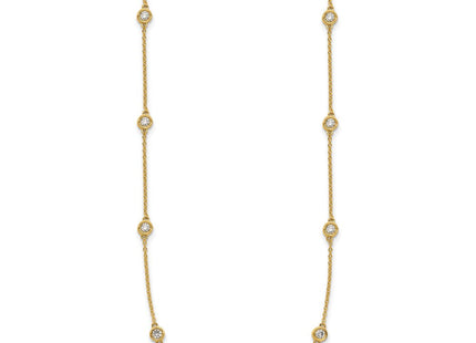 14K gold diamond station necklace, alternate view