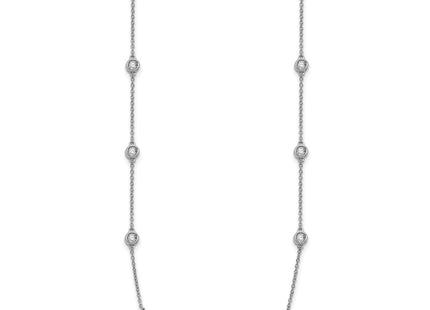 14K white gold diamond station necklace, alternate view