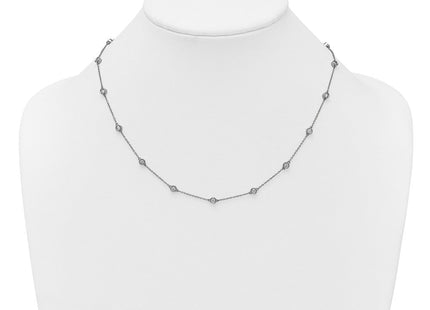 14k White Gold Bezel-Set Diamond Cable Chain Necklace with Multiple Station Options (Style PM1016-100-WA-18)