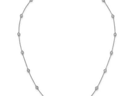 14k White Gold Bezel-Set Diamond Cable Chain Necklace with Multiple Station Options (Style PM1016-100-WA-18)
