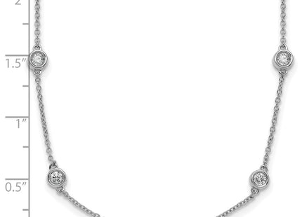 14K white gold diamond station necklace, another view