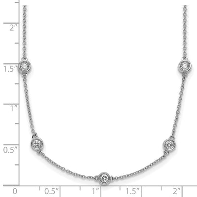 14K White Gold Complete 7/8 carat Bezel-set Diamond and Cable Chain 16-Station Necklace