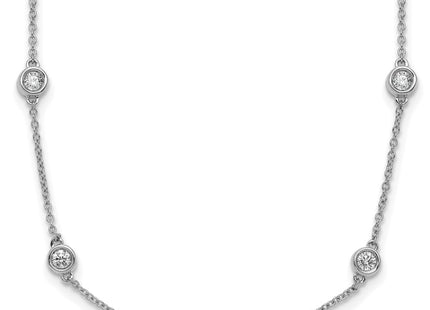 14K white gold diamond station necklace