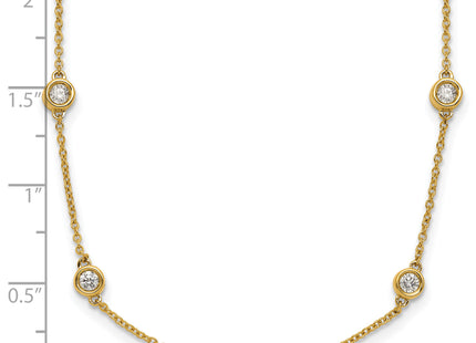 14k Complete 7/8 carat Bezel-set Diamond and Cable Chain 16-Station Necklace, 16mm