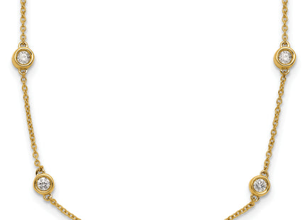 14k Complete 7/8 carat Bezel-set Diamond and Cable Chain 16-Station Necklace, 16mm