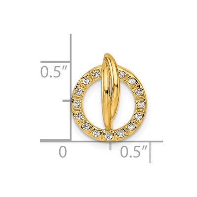 14K Polished 1/10 carat Diamond Open Circle Chain Slide