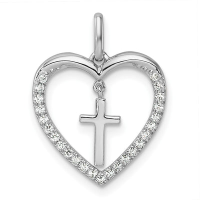 14K white gold diamond cross pendant