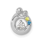 14K WG 2 Birthstone and Dia Mother/Child Chain Slide Semi-mount view