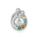 14K WG 5 Birthstone and Dia Mother/Child Chain Slide Semi-mount view