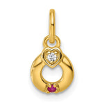 14k Dia Heart w/ 1 Birthstone Mother's Circle Pendant Semi-Mount view 2