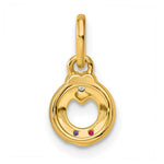14k Dia Heart w/ 2 Birthstone Mother's Circle Pendant Semi-Mount view 4