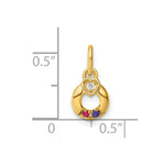 14k Dia Heart w/ 2 Birthstone Mother's Circle Pendant Semi-Mount view 5