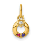 14k Dia Heart w/ 2 Birthstone Mother's Circle Pendant Semi-Mount view 2