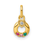14k Dia Heart w/ 3 Birthstone Mother's Circle Pendant Semi-Mount view 2