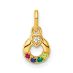 14k Dia Heart w/ 4 Birthstone Mother's Circle Pendant Semi-Mount view 2