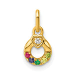 14k Dia Heart w/ 5 Birthstone Mother's Circle Pendant Semi-Mount view 2