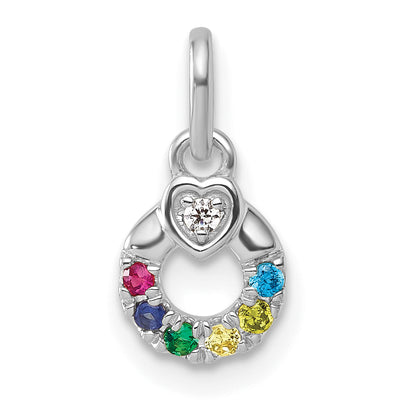 14K WG Dia. Heart w/6 Birthstone Mother's Circle Pend Semi-Mount