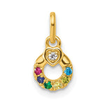 14k Dia Heart w/ 6 Birthstone Mother's Circle Pendant Semi-Mount view 2