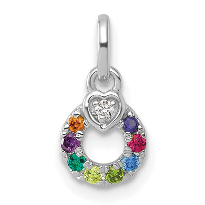 14K WG Dia. Heart w/8 Birthstone Mother's Circle Pend Semi-Mount