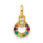 14k Dia Heart w/ 8 Birthstone Mother's Circle Pendant Semi-Mount view 2