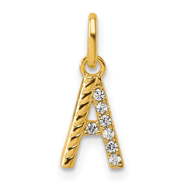 14K gold diamond initial charm