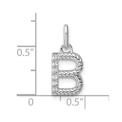 14K White Gold Twisted with .. Diamond Initial B Charm