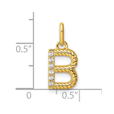 14K Twisted with .. Diamond Initial B Charm