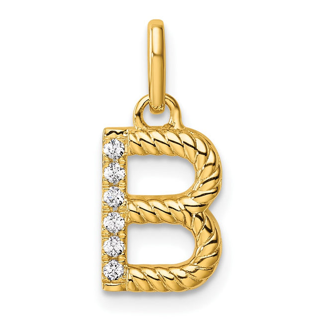 14K gold diamond initial charm