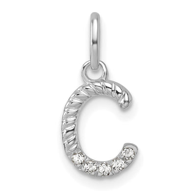 14K White Gold Twisted with .. Diamond Initial C Charm