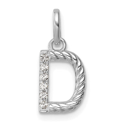 14K White Gold Twisted .. Diamond Initial D Charm