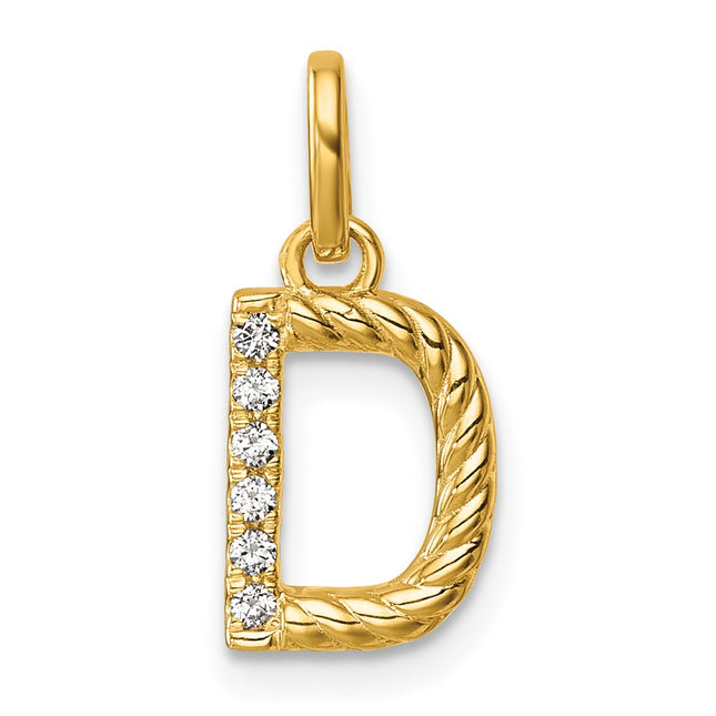 14K gold diamond initial charm