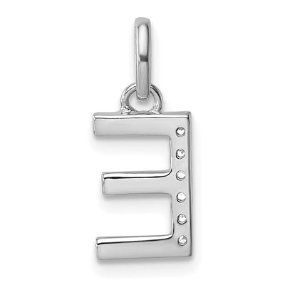 14K White Gold Twisted .. Diamond Initial E Charm