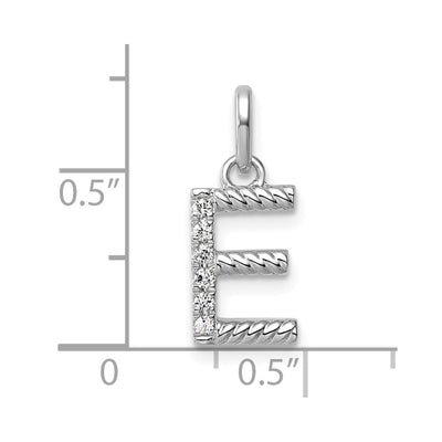 14K White Gold Twisted .. Diamond Initial E Charm
