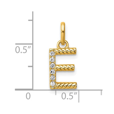 14K Twisted with .. Diamond Initial E Charm