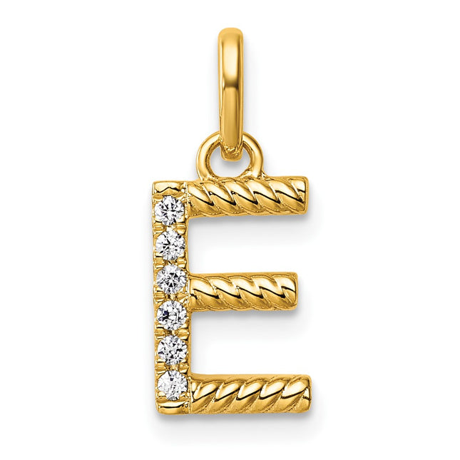14K gold diamond initial charm